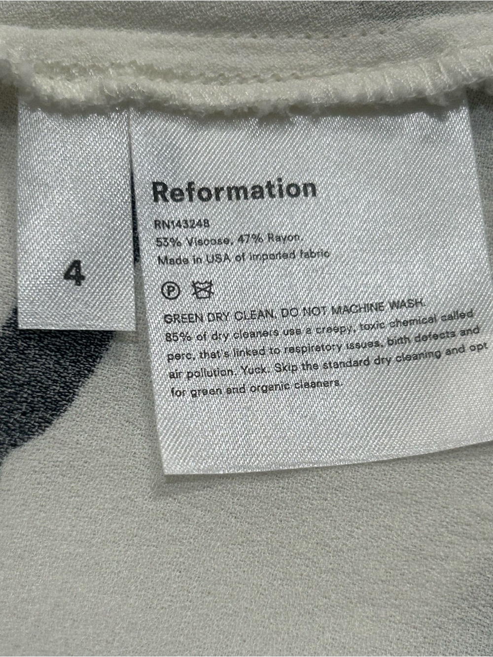 Reformation Clancie Minidress Pinto White Black Zebra Sweetheart neckline Sz 4 - Picture 12 of 14